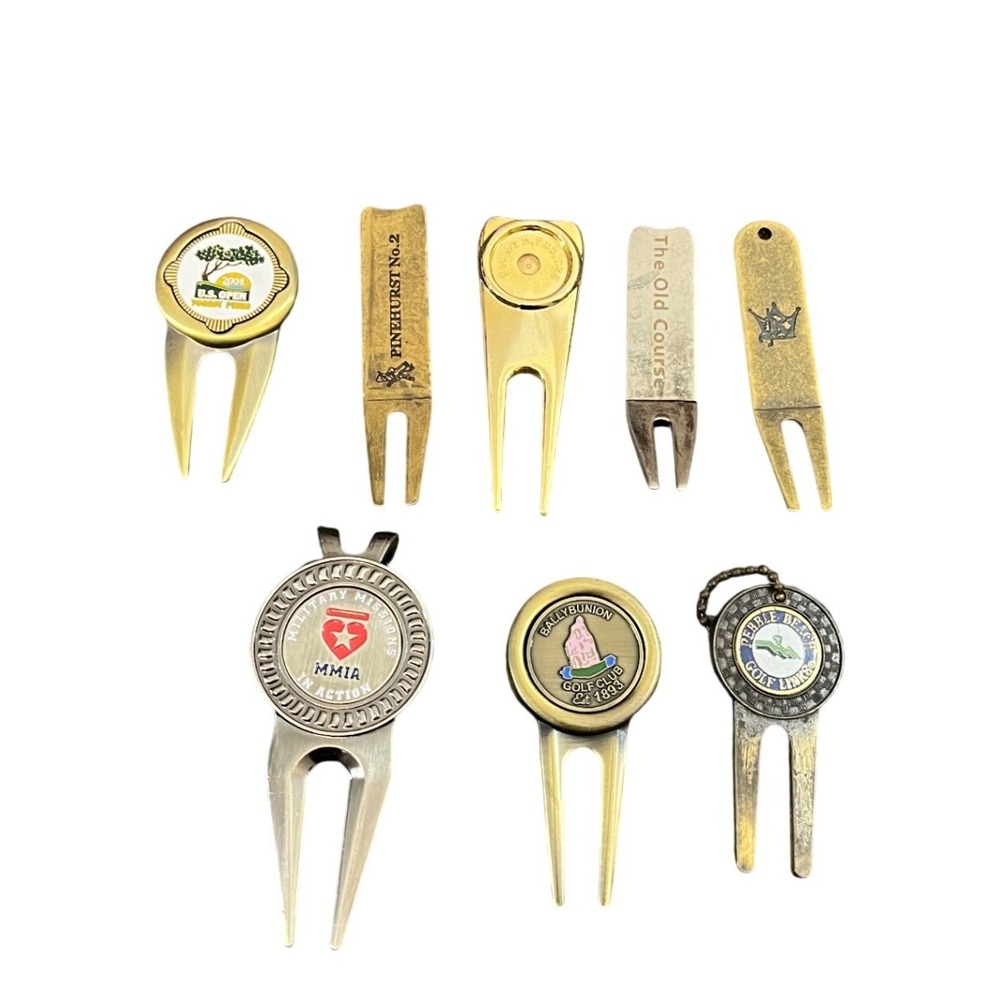 Mixed Brand Golf Divot Tools Marker OS Gold Silver Pebble Beach Pinehurst Lot 8p